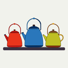 kettle white background vector art illustration