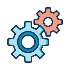 Two gears working together, illustrating cooperation and technological progress. The gears are interlocked, representing connectivity and coordination.