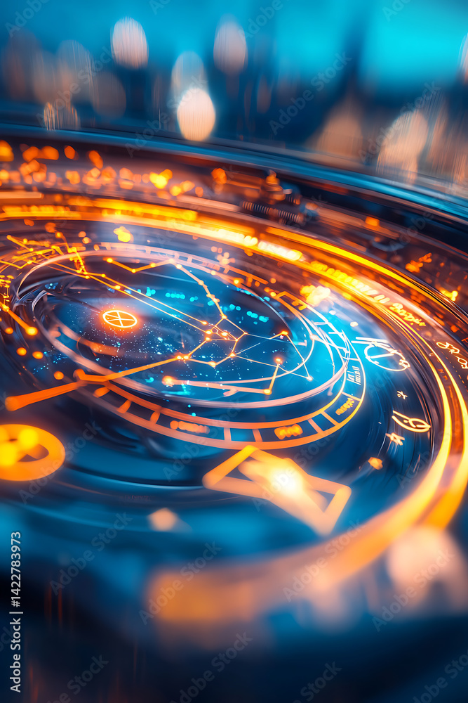 Poster exploring cosmic patterns digital universe abstract art futuristic atmosphere close-up view visual c