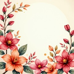Fototapeta premium Watercolor autumn flowers arrangement, watercolor art, floral bouquet