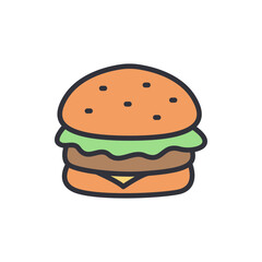 Burger colored icons, minimalist vector illustration ,simple transparent graphic element .Isolated on white background