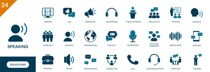 Speaking icon. Containing communication, customer support, dialogue, chat, give your comments.