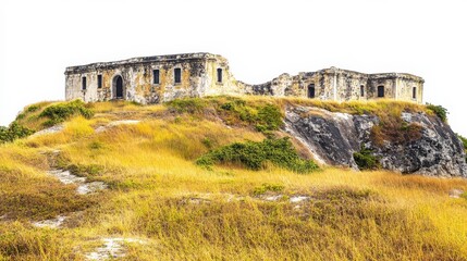 Naklejka premium Fort Sumter on Vibrant Landscape with White Background