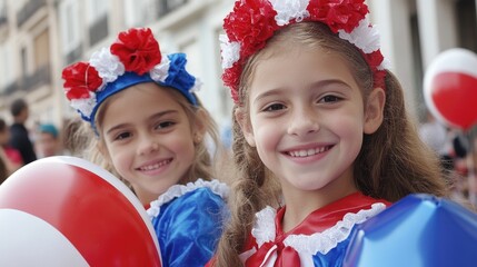 oyful celebration: happy people in Paraguay gather to celebrate Independence Day, honoring freedom, national pride, cultural heritage, with lively festivities, music, expressions unity, patriotism.