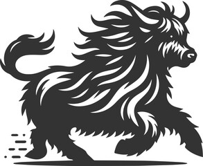Highland cattle animal running silhouette vector
