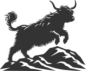 Highland cattle animal running silhouette vector