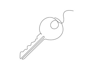 Simple key house outline drawing illustration. one continuous line drawing of Key house.