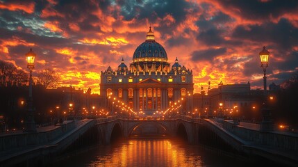 Obraz premium St. Peter's Basilica at Sunset: A Roman Spectacle