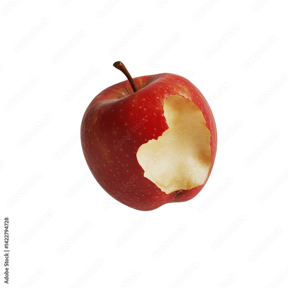 Poster A partially eaten red apple against a stark black backdrop creating a striking visual