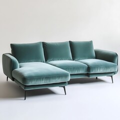 Green sectional sofa with a black frame