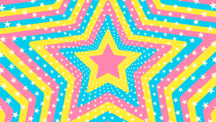 同心状の星、星のデコレーション、イメージ背景、ポップなデザイン、装飾的な放射型図形