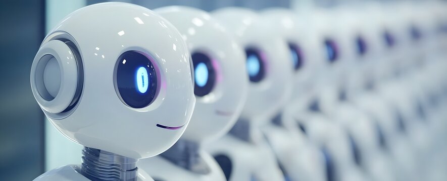 Hands of robots touch Customer service through chatbots, automated ticketing systems, self-service portals, live chat support, customer feedback analysis, AI-driven insights, personalized interactions