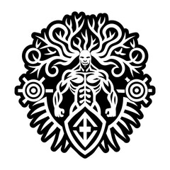A glyph style icon of nature guardian symbol