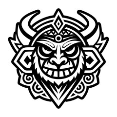 A solid style icon of shaman head symbol