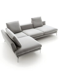 Gray sectional sofa with white pillows
