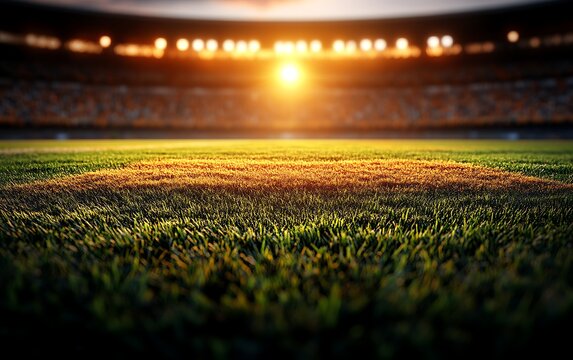Sunset over a football field.