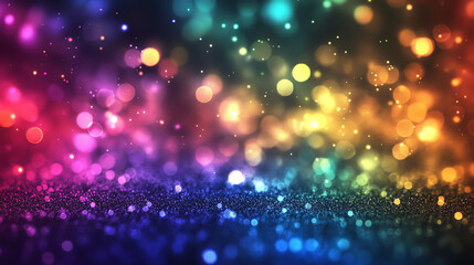 Naklejka premium Rainbow Glitter Background with Sparkling Lights