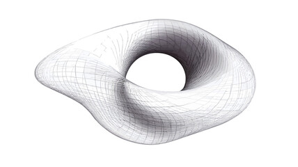 This image shows a high-resolution digital rendering of a white donut knot. The knot has a smooth surface but a fine texture, and the gradient of grayscale values suggests a soft light.