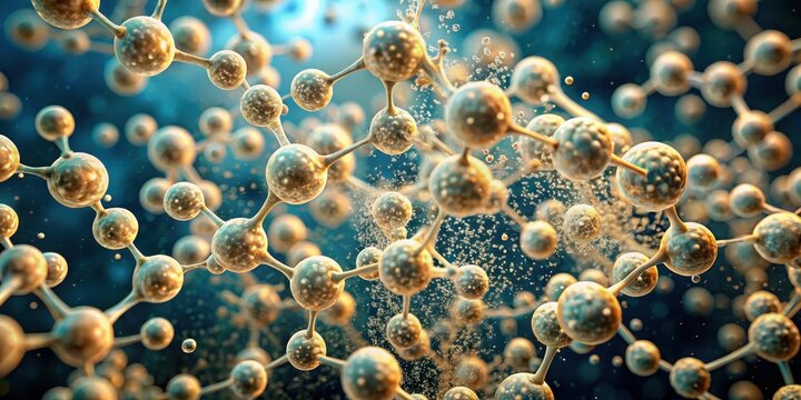 Soap molecules forming a micelle structure around a particle of dirt