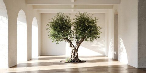 Olive tree indoor decor ideas for home interior design and minimalist living room with natural light 100