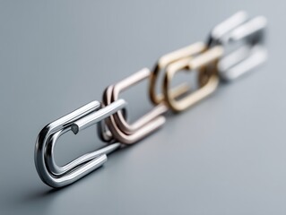 Obraz premium Interlocking Metals: A Chain of Silver, Copper, and Gold in Delicate Harmony