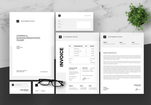 Black And Gray Stationery Set