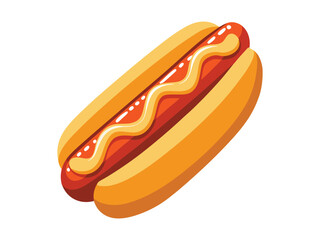 Close-up of hot dogs with toppings, American street food concept. Vector Illustration