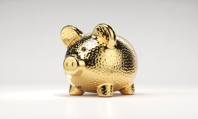 Golden piggy bank savings concept for finance investment and money management success wealth and budget planning