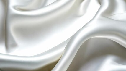 Close-up video of smooth, flowing white silk fabric, showcasing its glossy texture and elegant drape from a top-down angle. Live desktop wallpaper. - Powered by Adobe