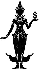 Fototapeta premium Elegant Thai Figure Presenting Dollar Symbol