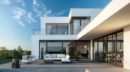 Rooftop terrace of modern house.