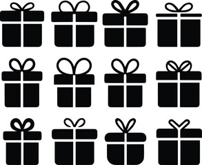 Solid Black Gift Boxes with Ribbons