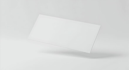 Blank white rectangular card levitating in empty space ideal for showcasing designs or text  presentations