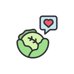 Love cabbage colored icons, minimalist vector illustration ,simple transparent graphic element .Isolated on white background