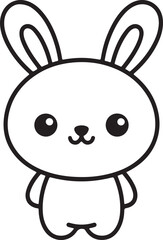 Cute Black and White Cartoon Rabbit Illustration