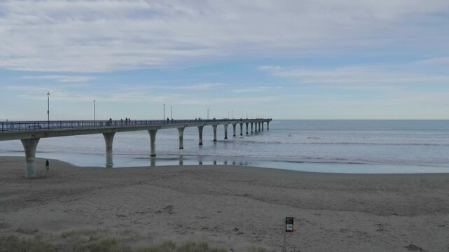 New Brighton Pier Stretching into the Ocean, Christchurch, New Zealand