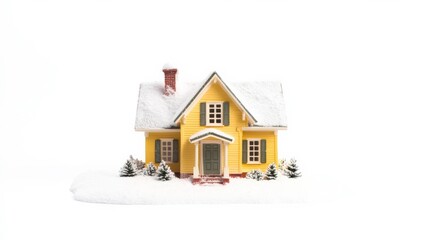 Fototapeta premium Cozy Mountain Motel Surrounded by Snowy Landscape