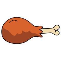 Thanksgiving Day Icon with Doodle Cartoon Style. Isolated Vector Illustration.