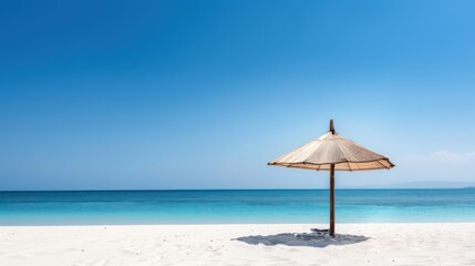 Beach umbrella setup for relaxation.