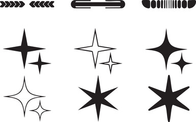Sparkling Starburst Shapes Arrows Design Elements for Digital Projects
