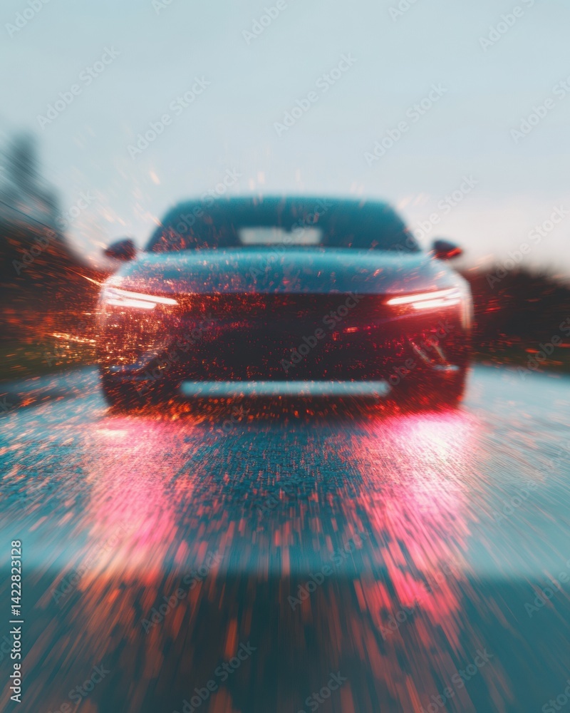 Poster next-gen automotive velocity hyper-realistic motion blur revealing cutting-edge electric vehicle des