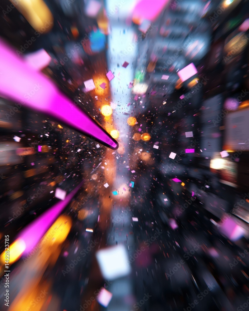 Aufkleber Hyperkinetic Digital Momentum Explosive Motion Graphics Visualizing Information Overload, Dynamic Tech Communication and Sensory Design Innovation