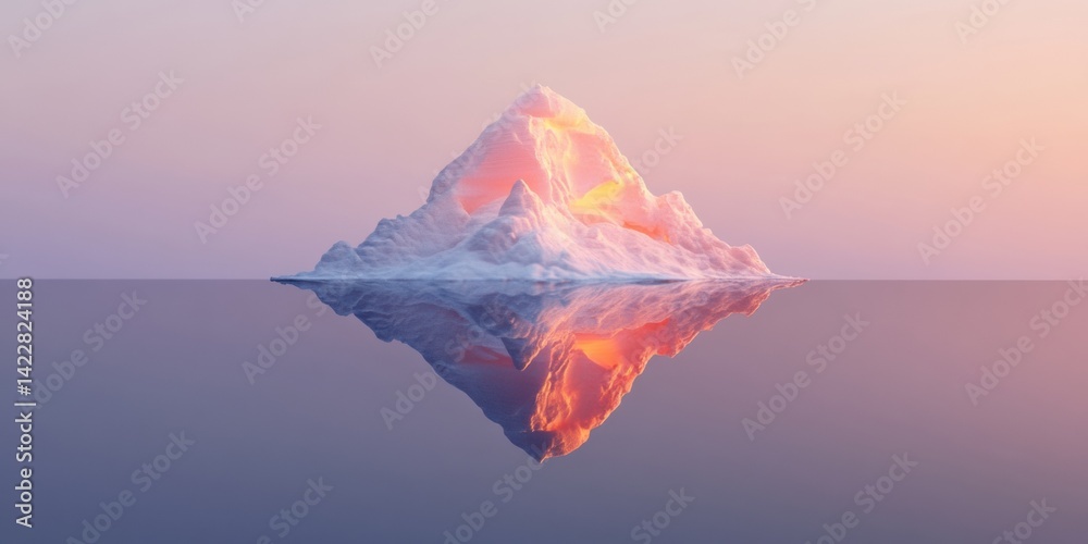 Poster Ethereal Data Visualization Isometric Mountain Landscape in Luminous Digital - Innovative Tech Insight for Future-Forward Business Intelligence and Creative Design Solutions