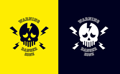 skull and crossbones warning sign badge area