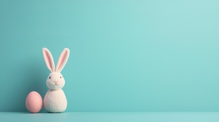 Obraz premium Easter decoration chaos with bunny and egg creative setup studio fun concept for spring celebrations