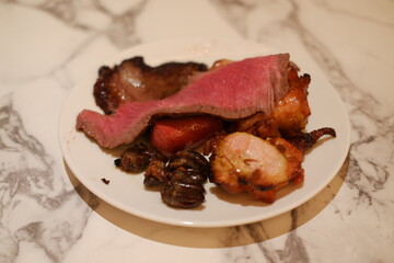 Freshly Cut Barbecue beef on a Plate