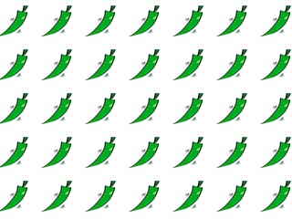 Set of green Chillies pattern on white background