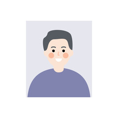 Elder man photo template . Happy elderly adult portrait. Flat vector character design isolated illustration.