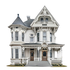 Naklejka premium Victorian House front view full length isolate on transparency background