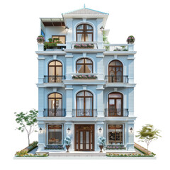 Fototapeta premium Townhouse front view full length isolate on transparency background